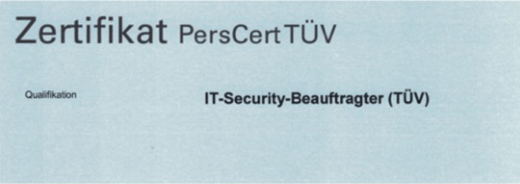 Zertifikat PersCert TÜV